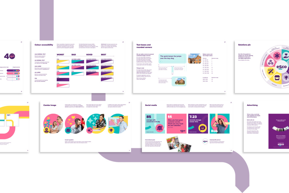 ESco brand guideline design pages